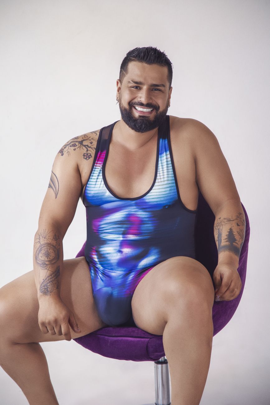 CandyMan 99725X Work-N-Out Bodysuit Moonlight Blue Plus Sizes