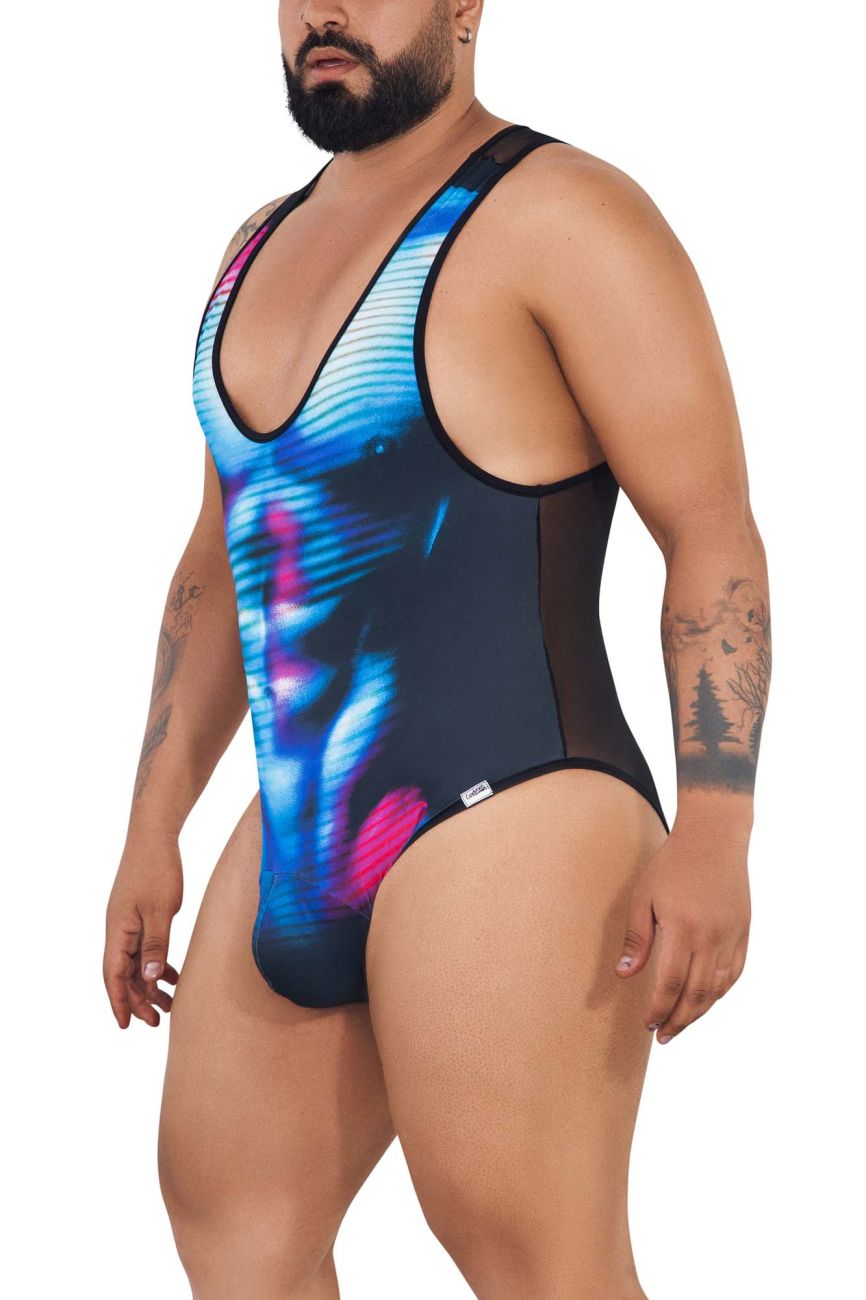 CandyMan 99725X Work-N-Out Bodysuit Moonlight Blue Plus Sizes