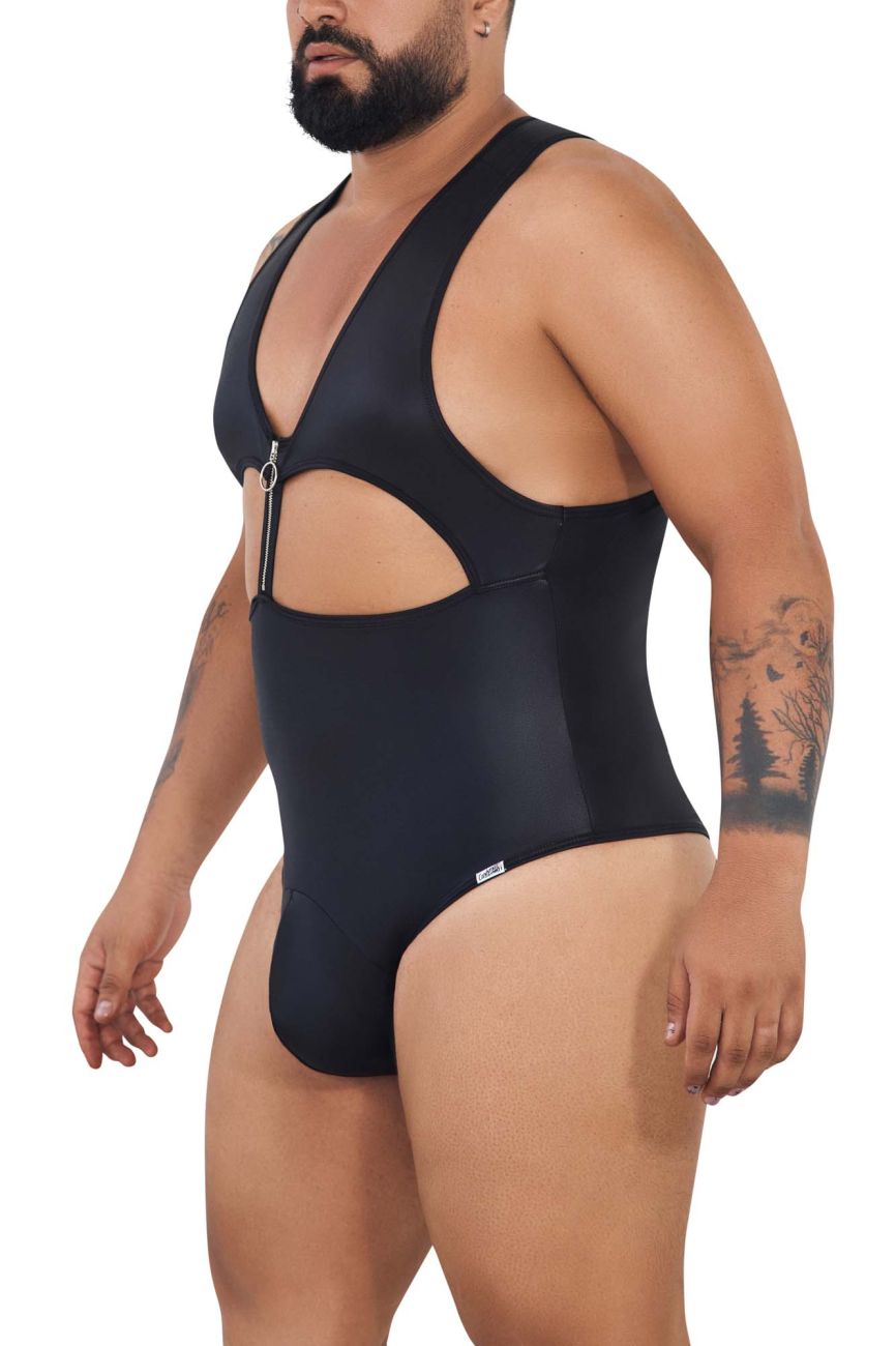 CandyMan 99728X Work-N-Out Bodysuit Black Plus Sizes