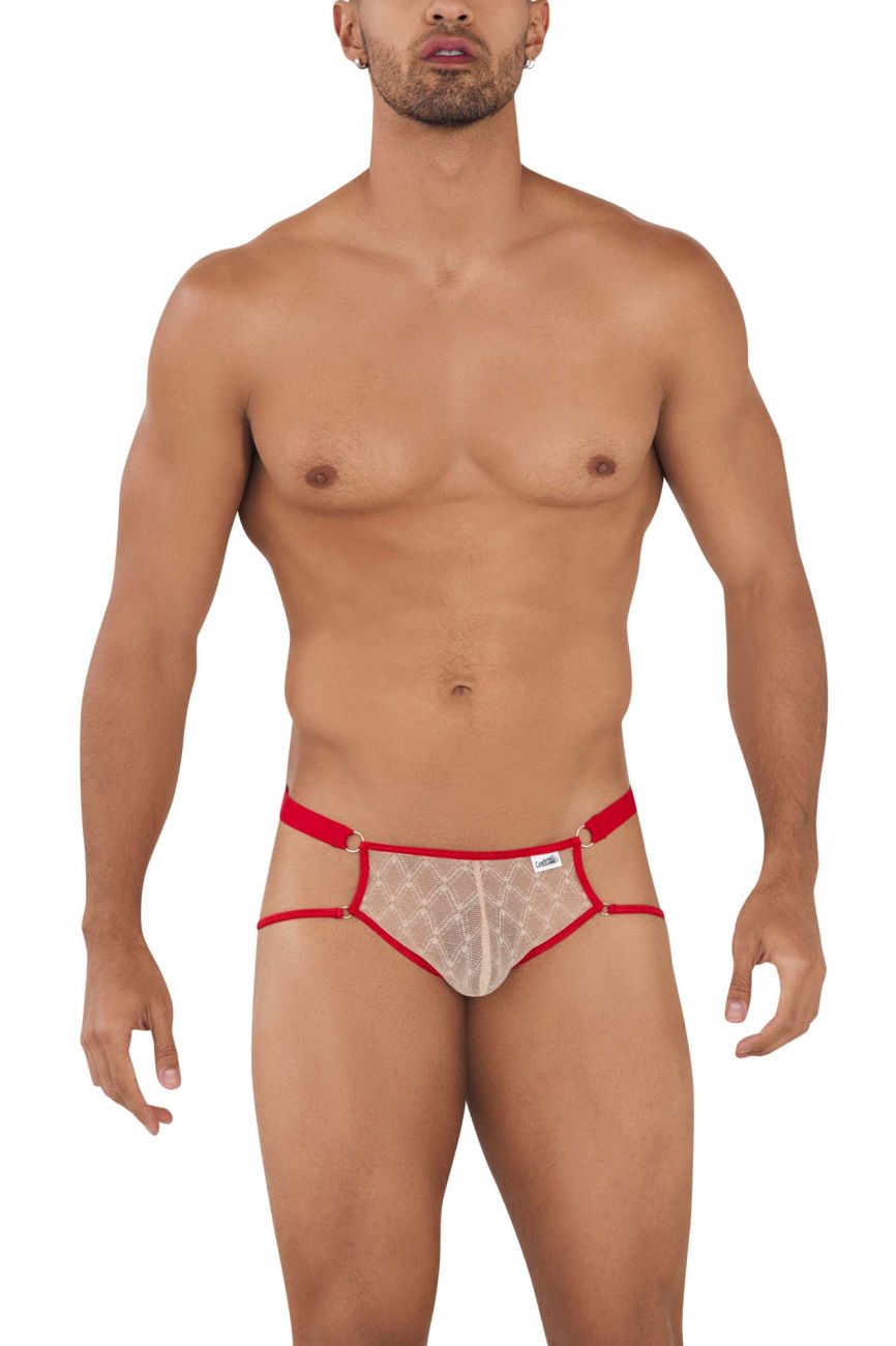 CandyMan 99730 Lace Jockstrap Beige-Red