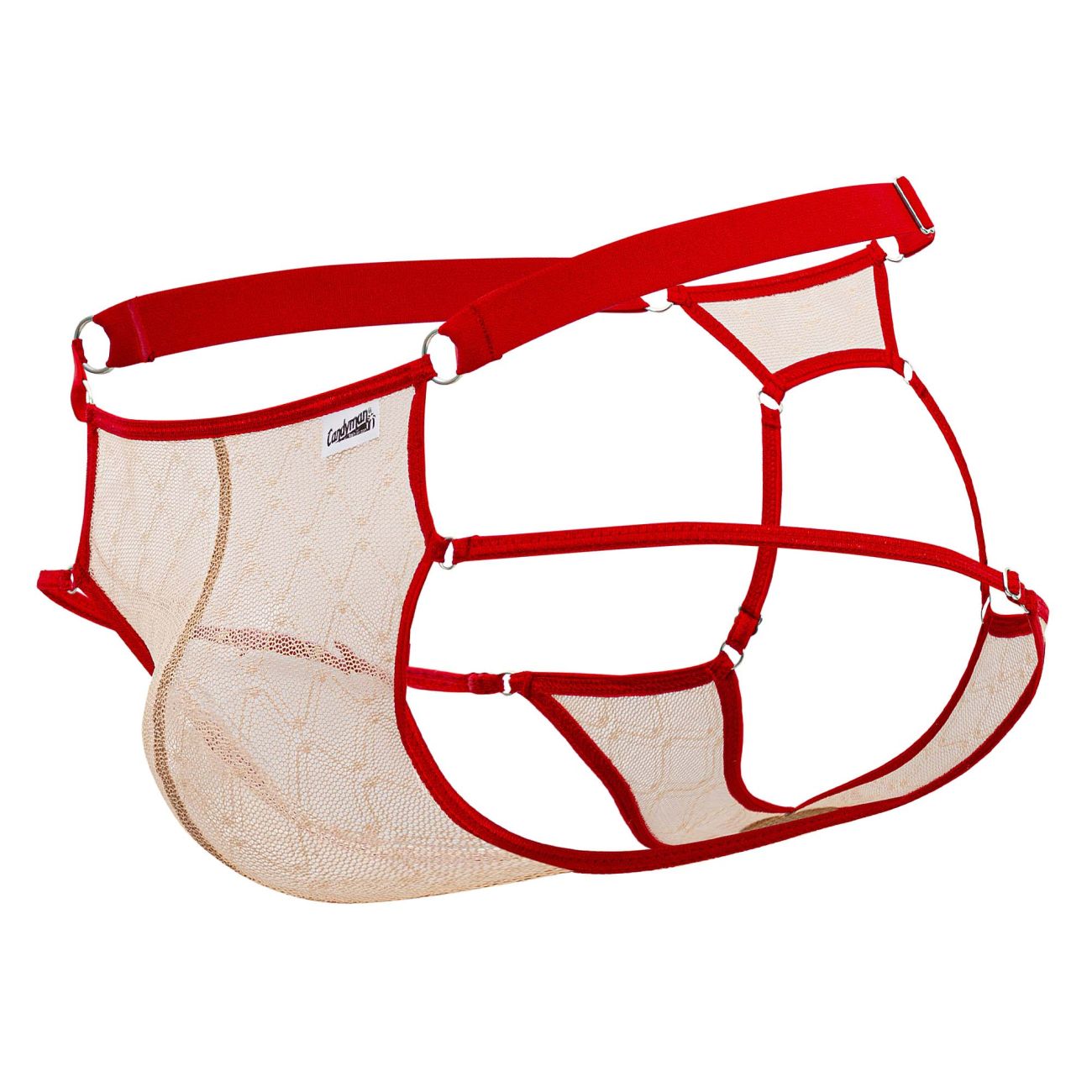 CandyMan 99730 Lace Jockstrap Beige-Red