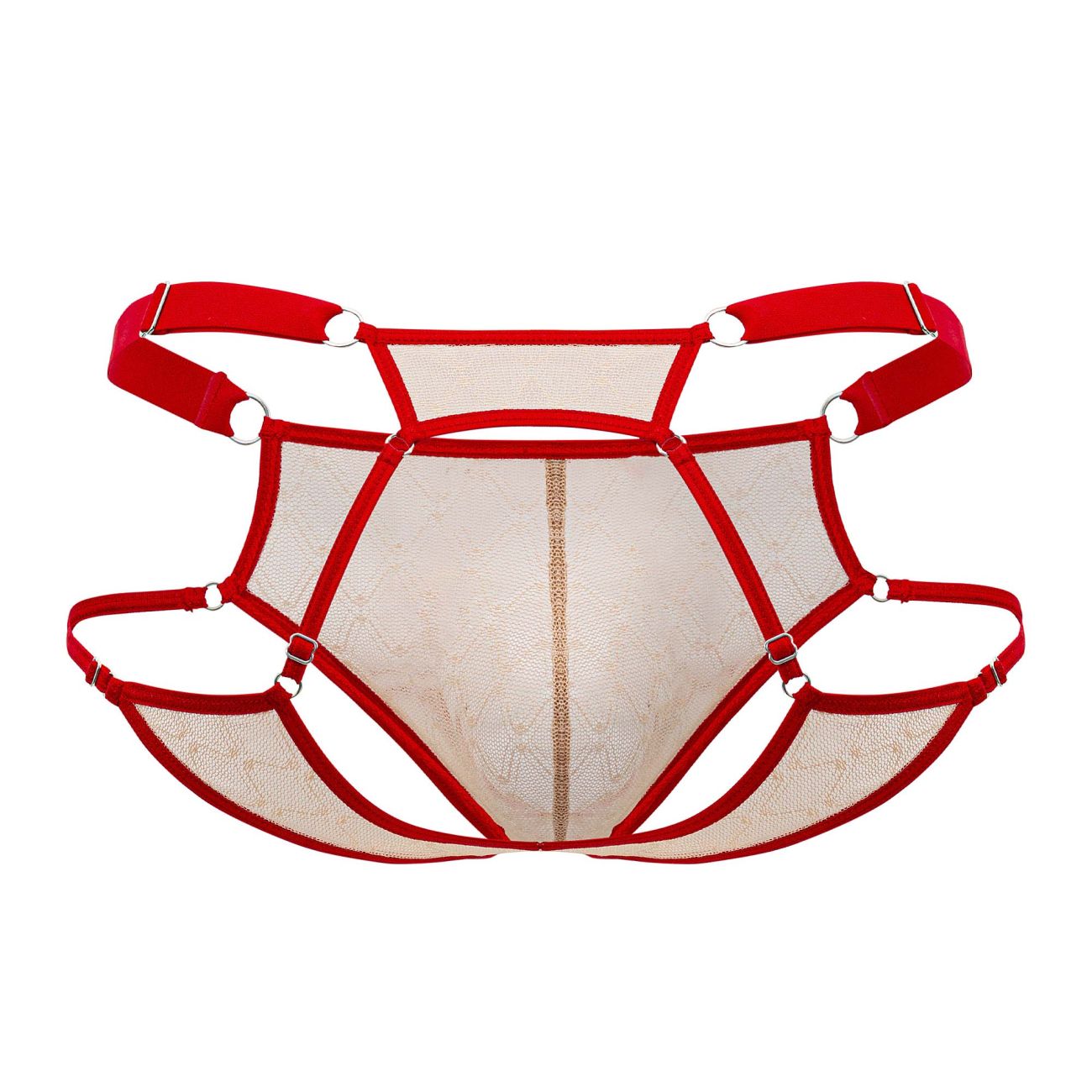 CandyMan 99730 Lace Jockstrap Beige-Red