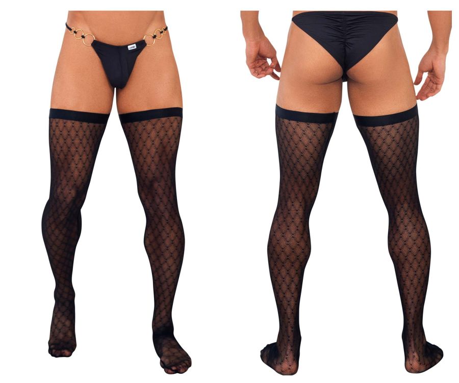 CandyMan 99735 Mesh Thigh Highs Black