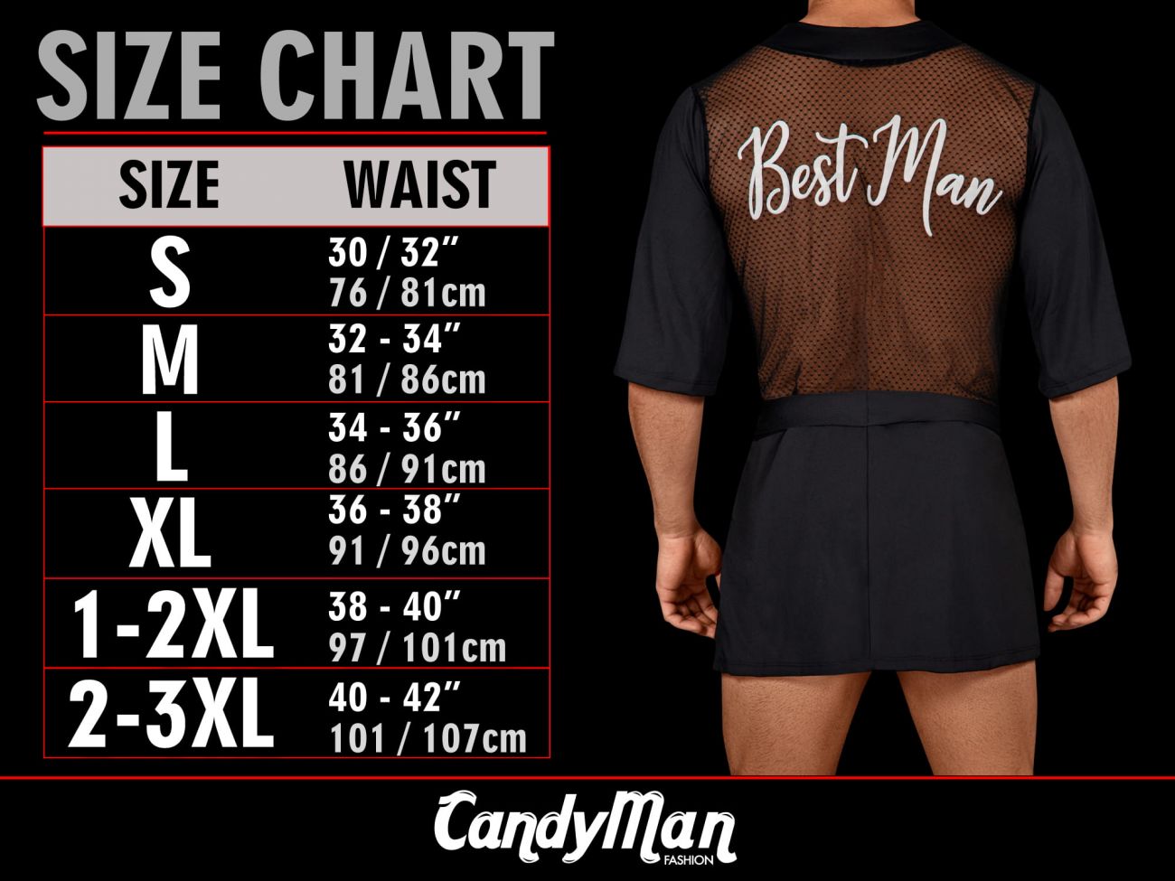 CandyMan 99528 Mesh Bodysuit Trunks Black