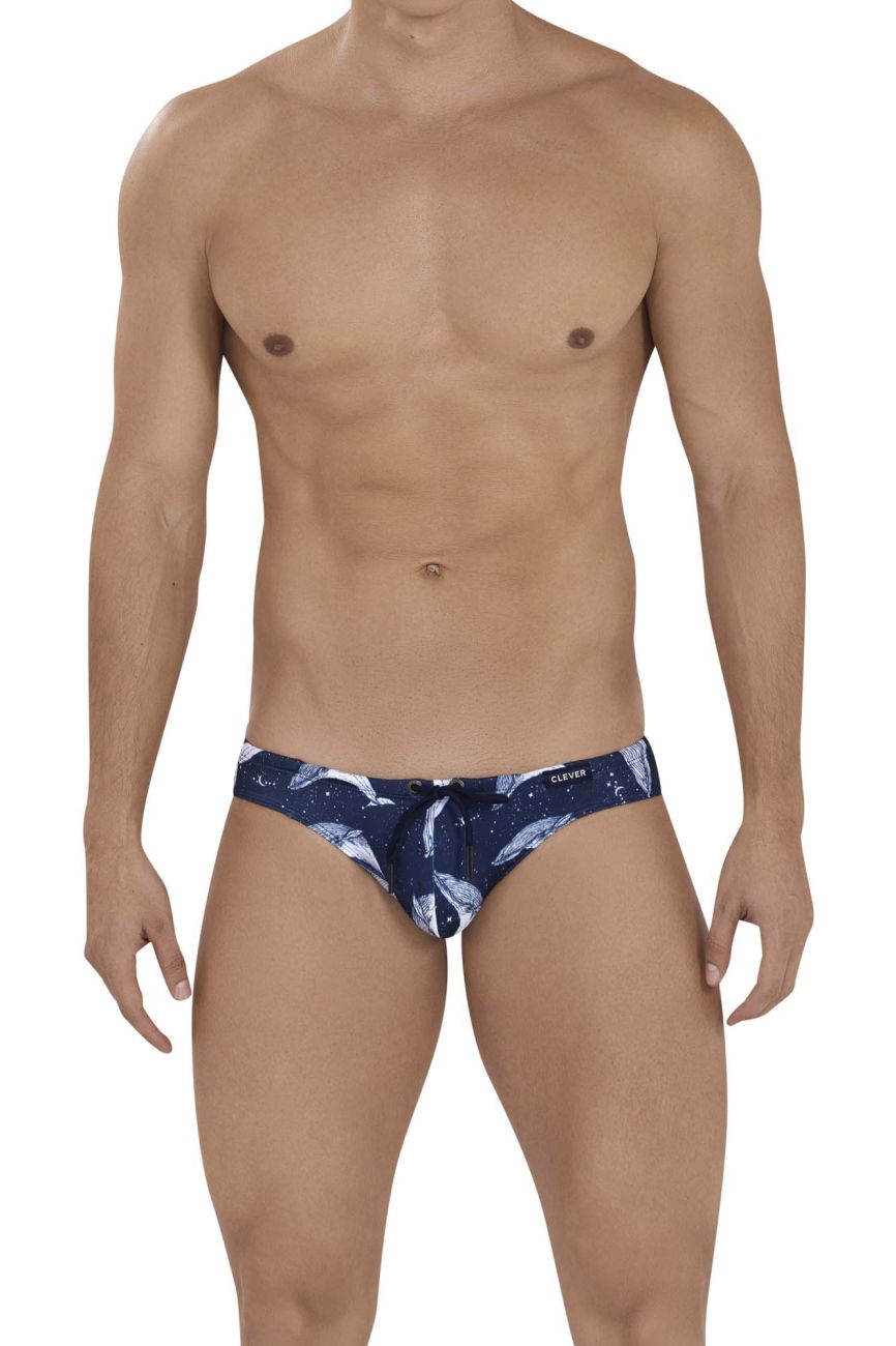 Clever 1149 Mistery Swim Briefs Dark Blue Print