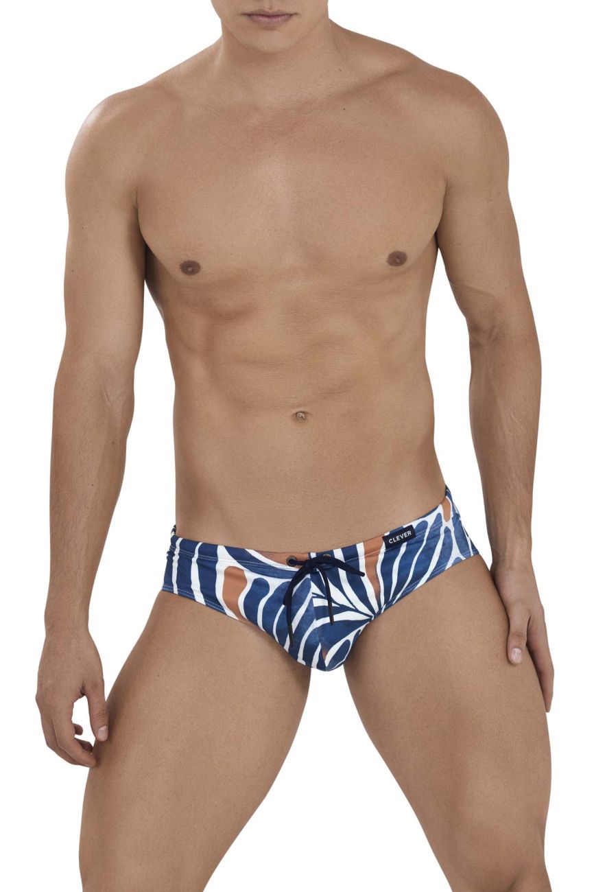 Clever 1157 Enigma Swim Briefs Dark Blue Print