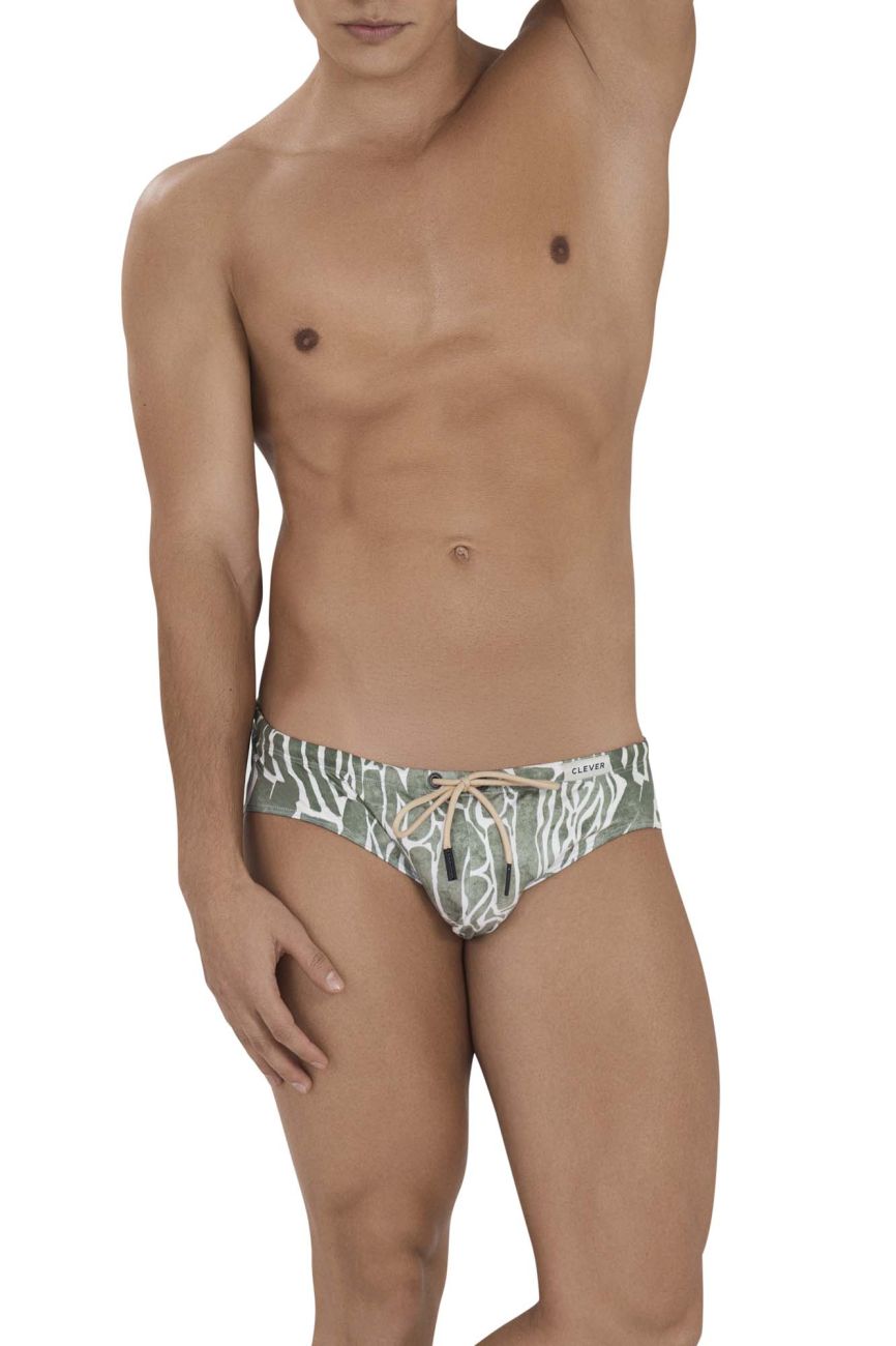 Clever 1163 Wizard Swim Briefs Green Print