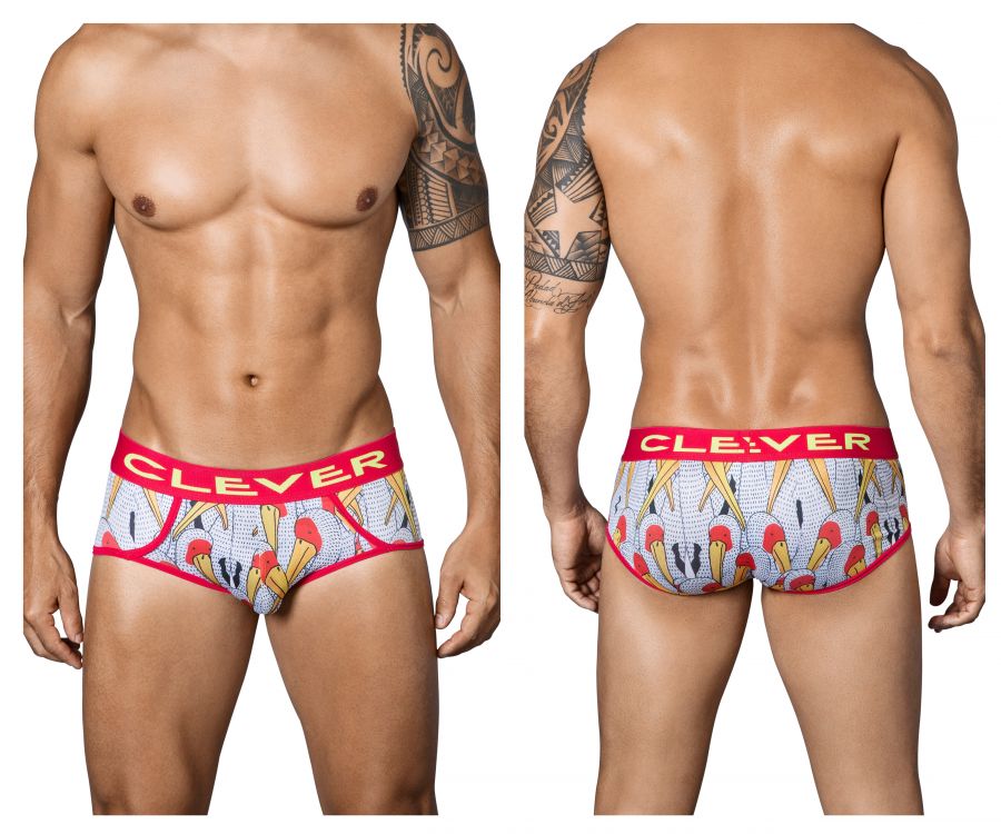 Clever 5340 Matches Piping Briefs White & Red