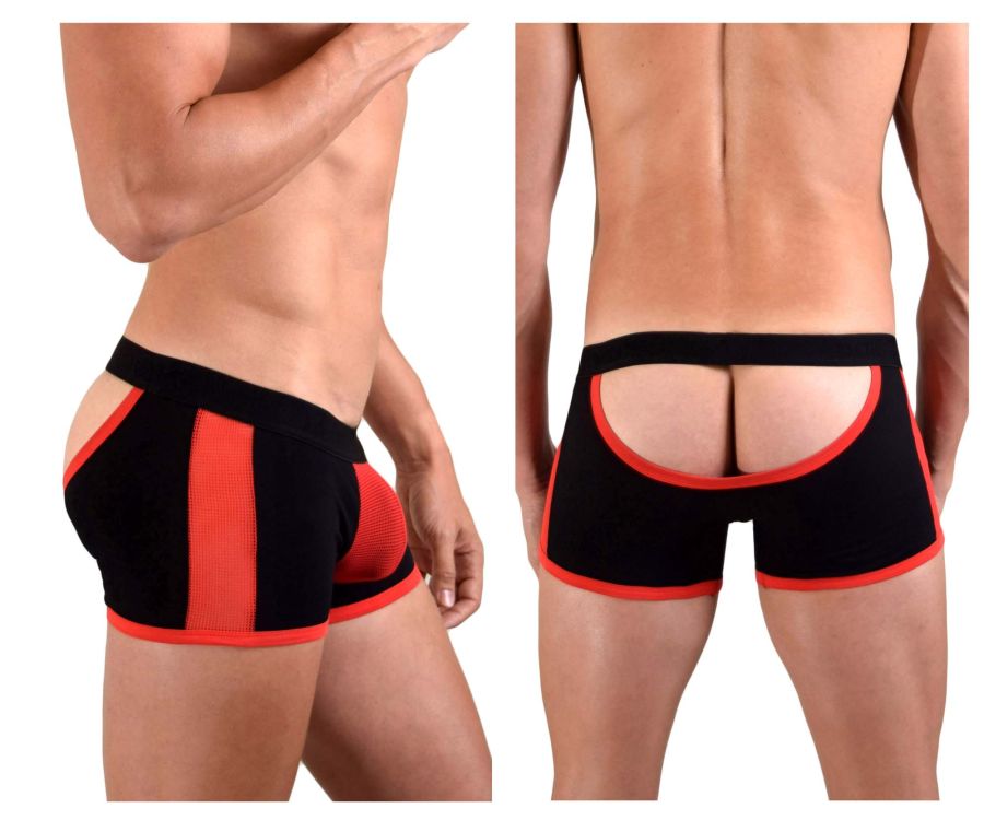 Doreanse 1563-BLK Teaser Boxer Briefs Black-Red Plus Sizes