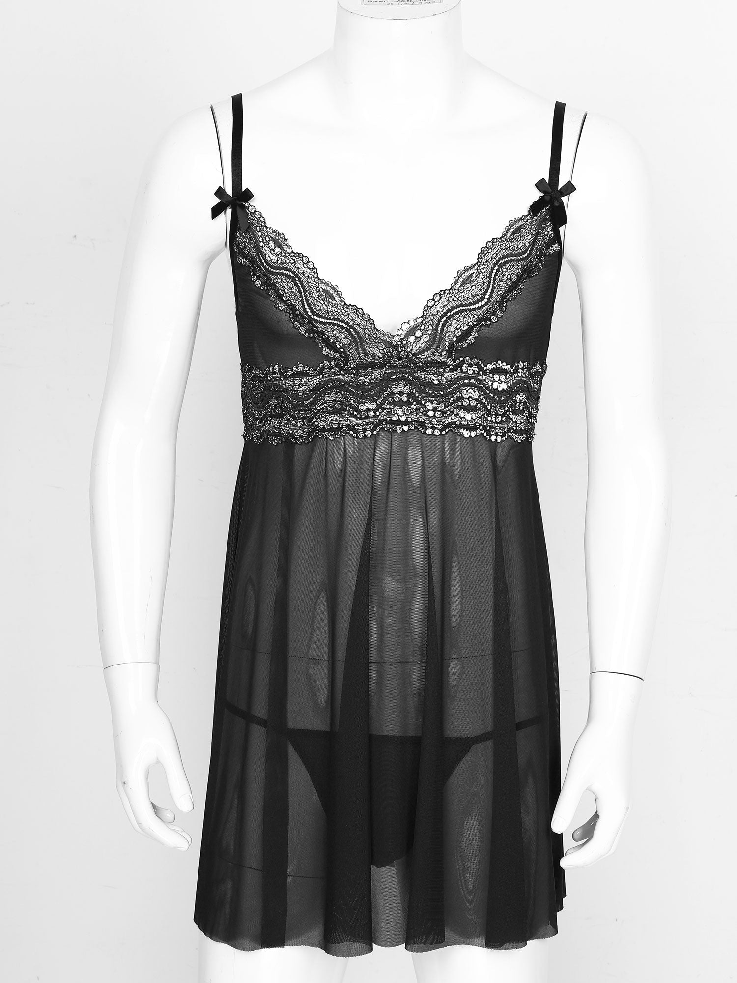 JCSTK - Mens Sexy Femme IF-14:193 Babydoll Nightwear with Pouch G string Black