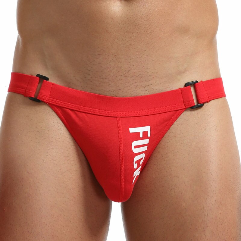 JCSTK - Mens Stretch Cotton Spandex Jockstrap with Printed Detail Red