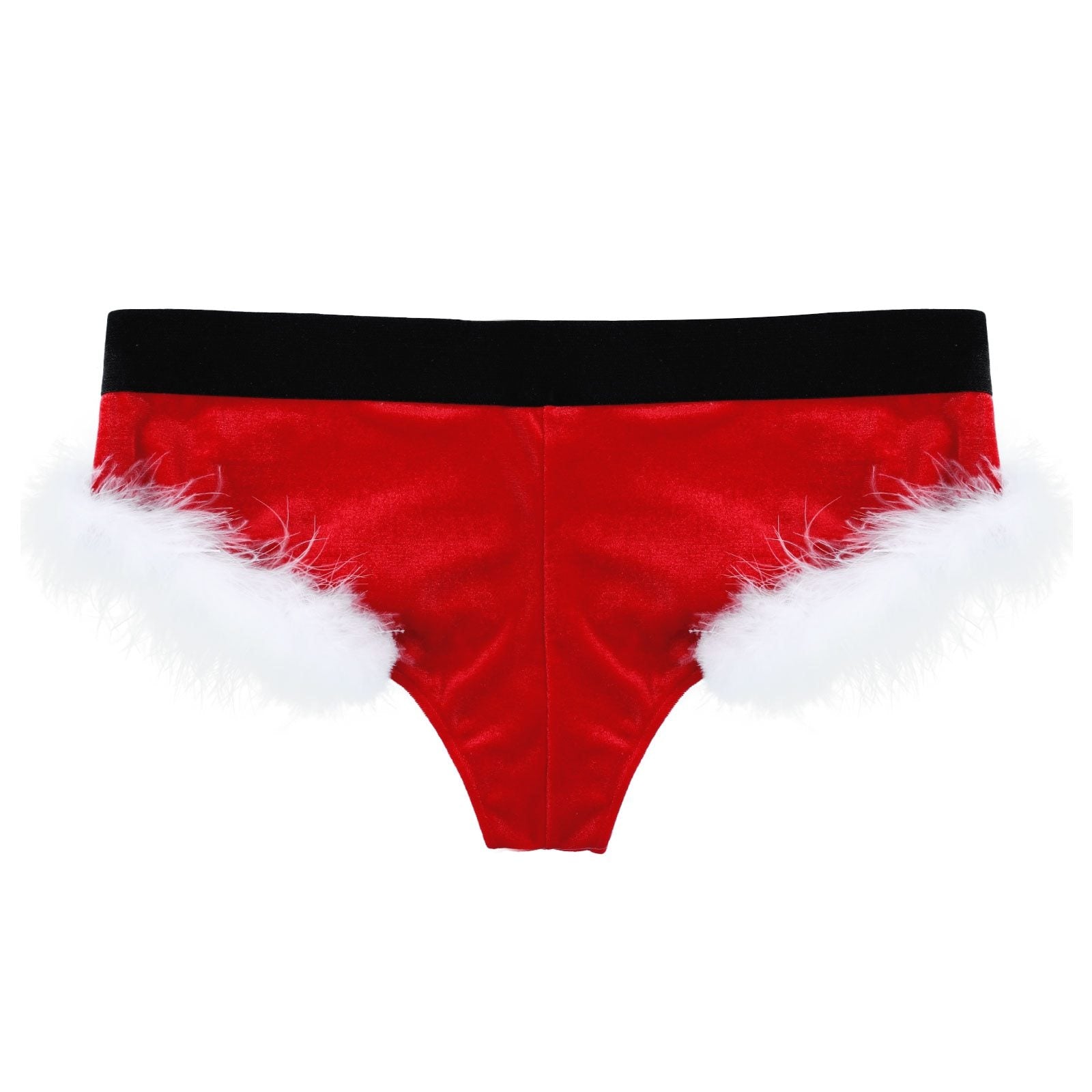 JCSTK - XMAS GIFT - Mens Sissy Christmas Velvet Santa Briefs with Feat JCSTK - XMAS GIFT - Mens Sissy Christmas Velvet Santa Briefs with Feat