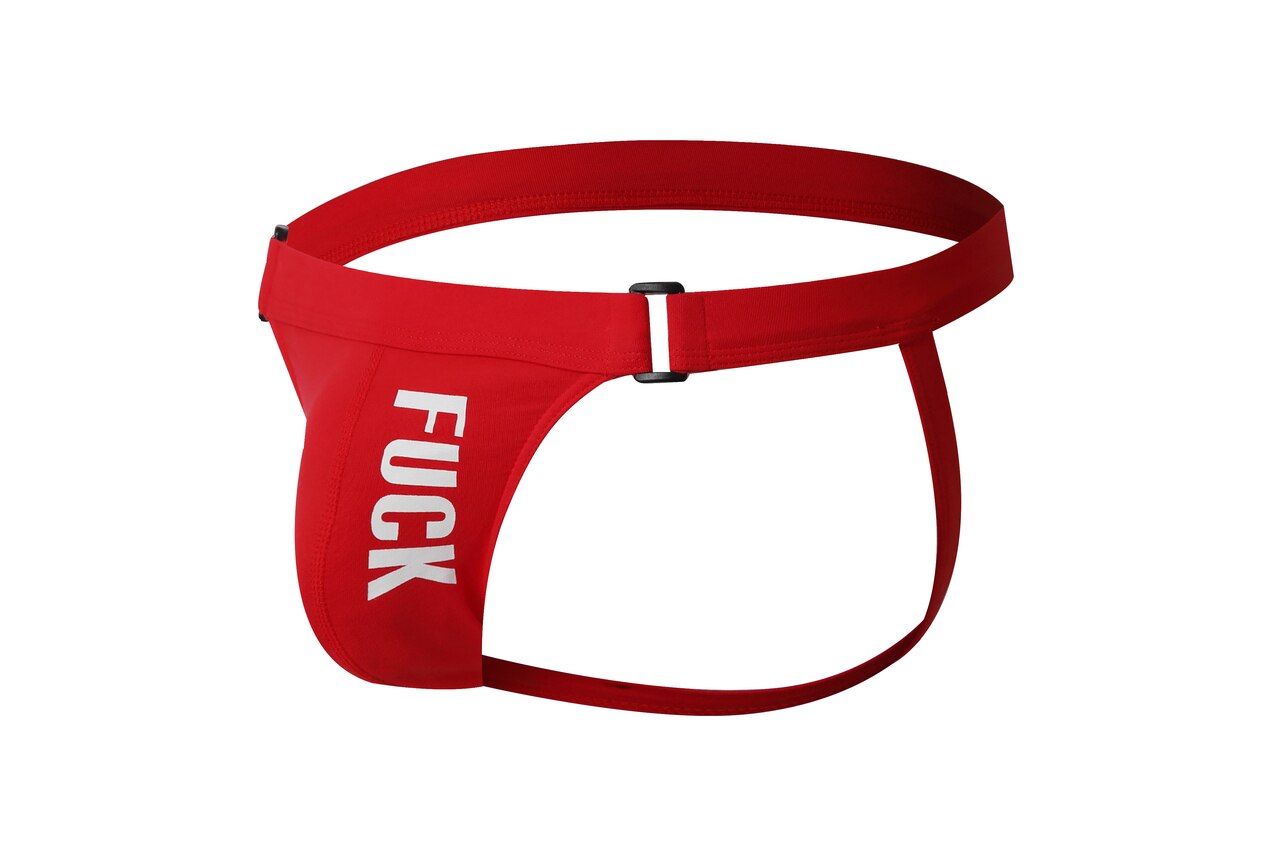 JCSTK - Mens Stretch Cotton Spandex Jockstrap with Printed Detail Red