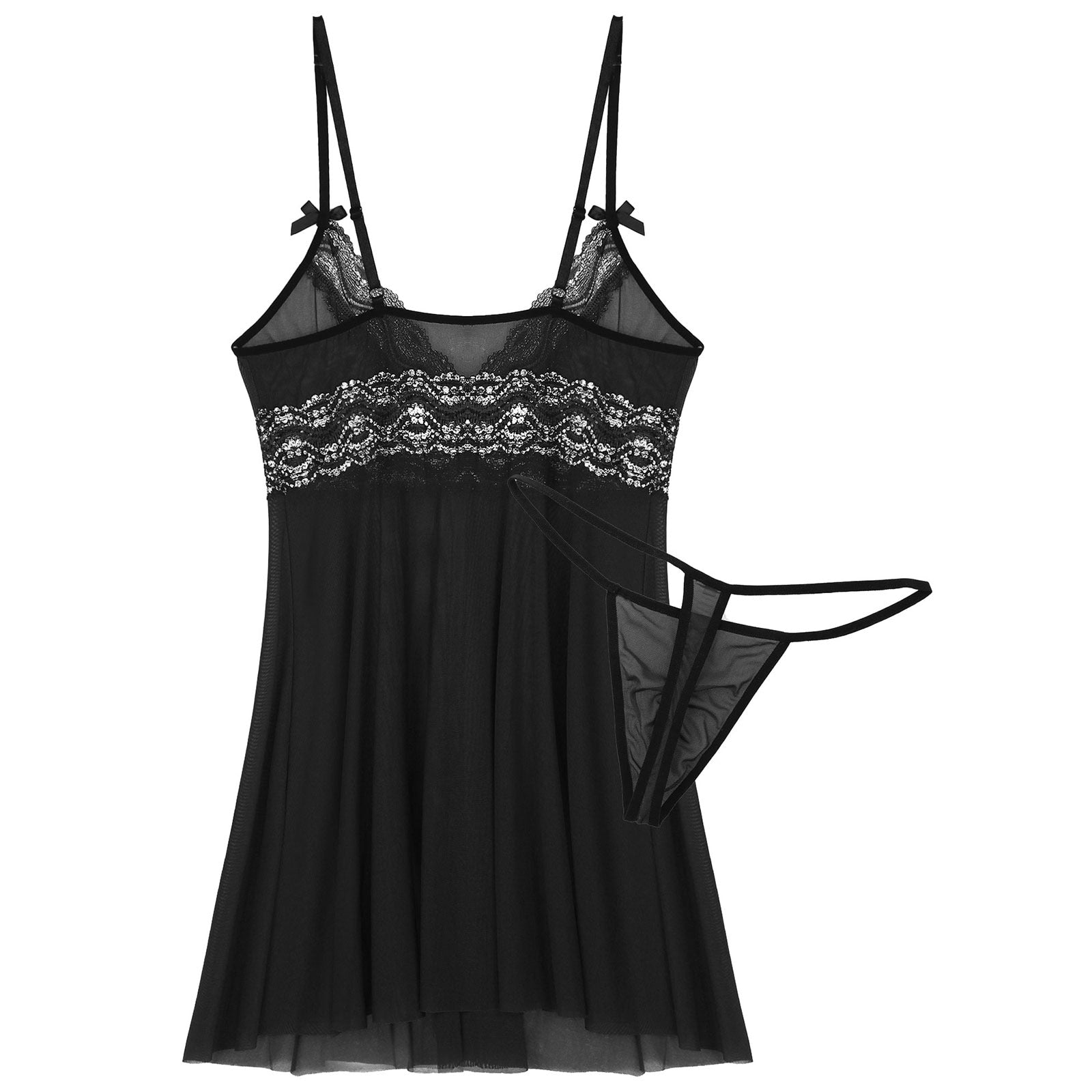 JCSTK - Mens Sexy Femme IF-14:193 Babydoll Nightwear with Pouch G string Black