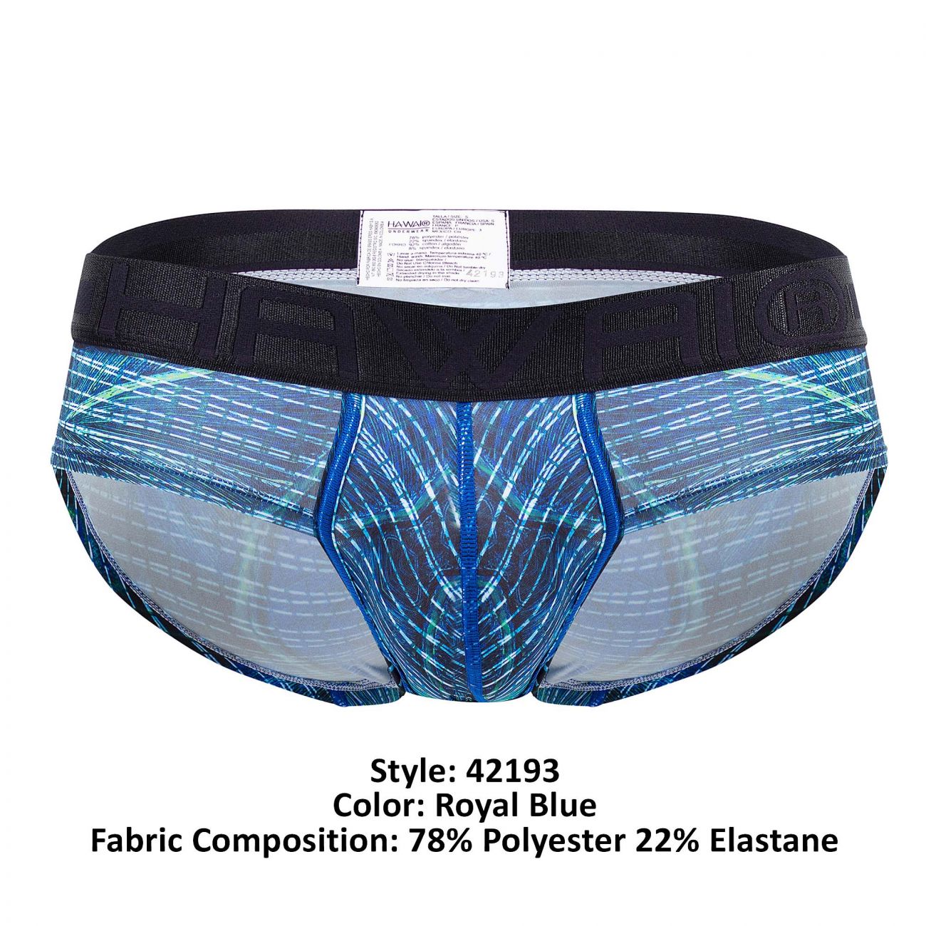 HAWAI 42193 Printed Microfiber Hip Briefs Royal Blue