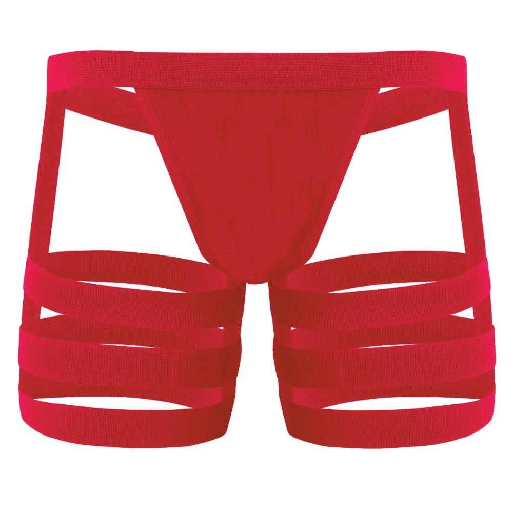 Mens Chaps Boxer Briefs with Garters & Leg Bands Red