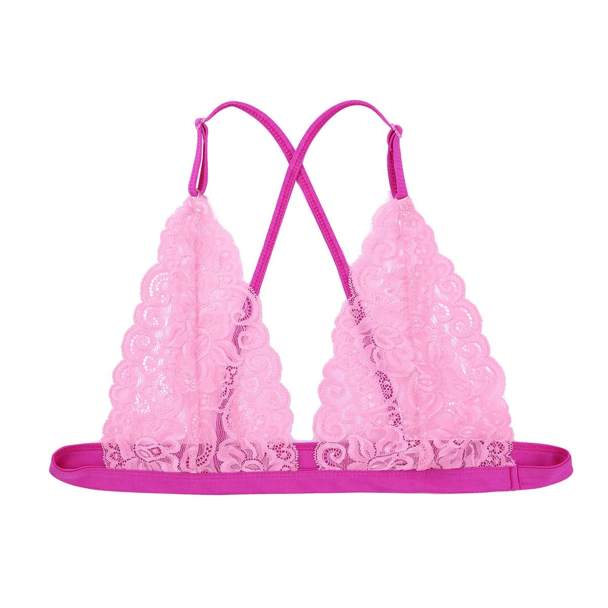 Mens Sissy Male Bra Top with Soft Lace Male Lingerie Pink & Rose