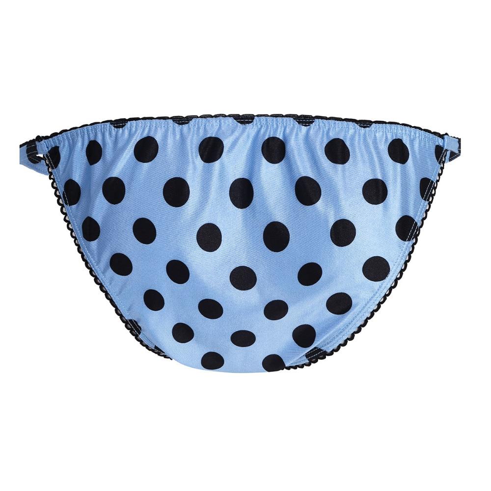SALE - Mens Lingerie Polka Dot Satin Bikini Briefs Blue