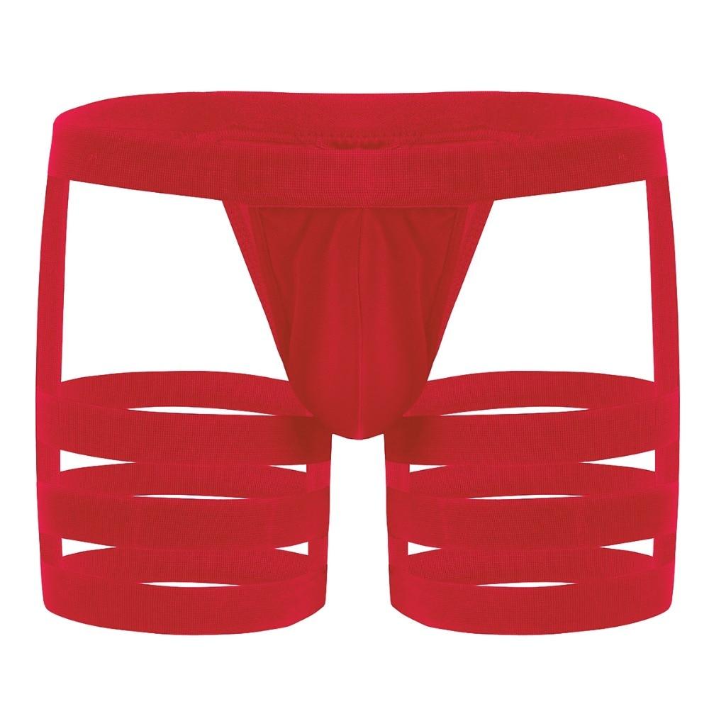 Mens Chaps Boxer Briefs with Garters & Leg Bands Red
