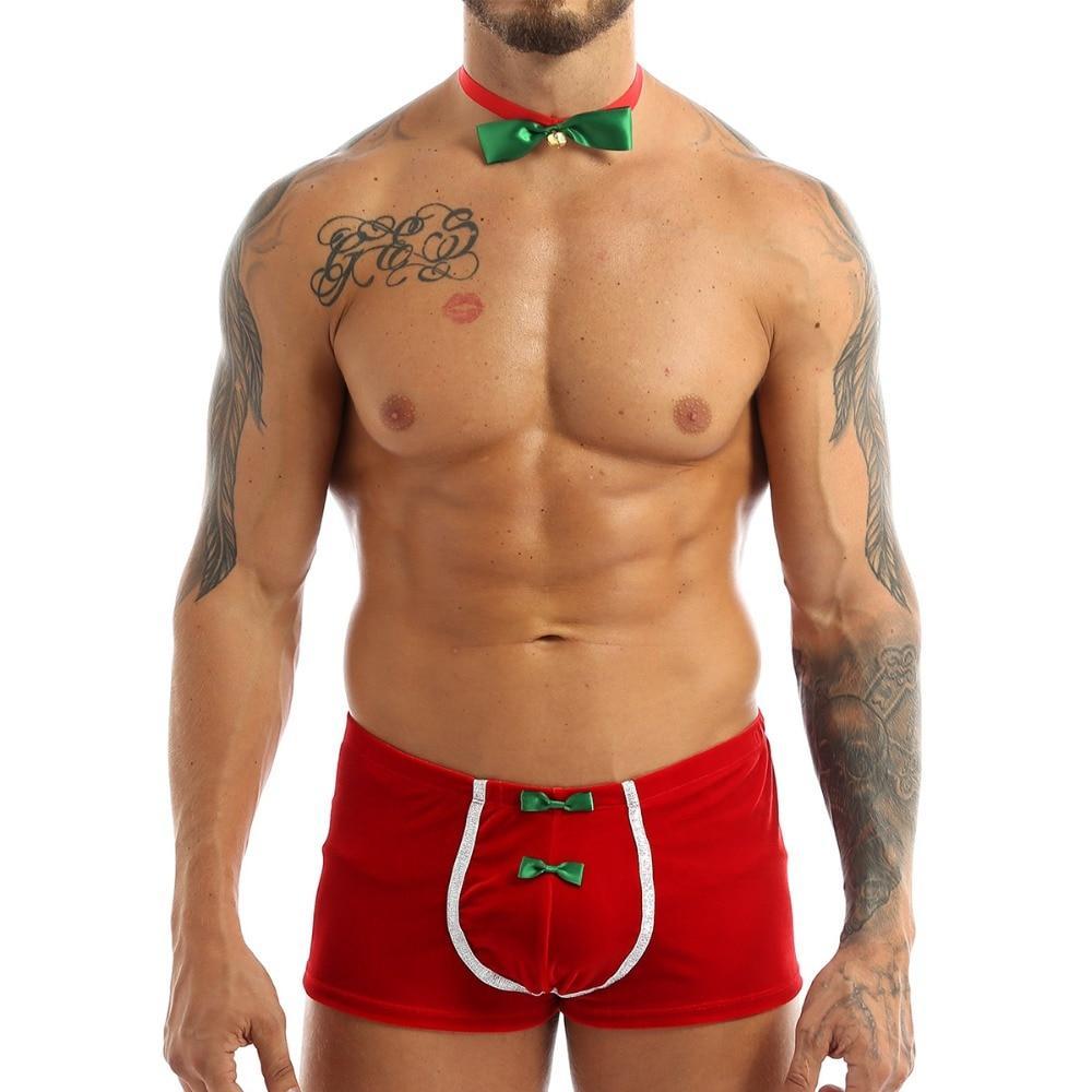 SALE - XMAS GIFT - Mens Sexy Christmas Costune Outfit, Santas Little Helper Red