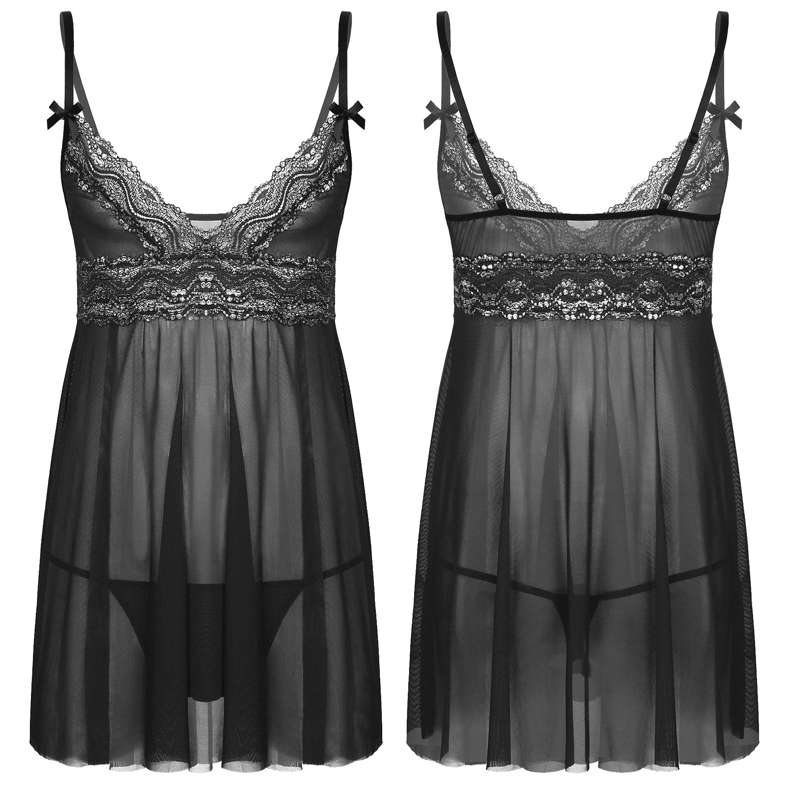 JCSTK - Mens Sexy Femme IF-14:193 Babydoll Nightwear with Pouch G string Black