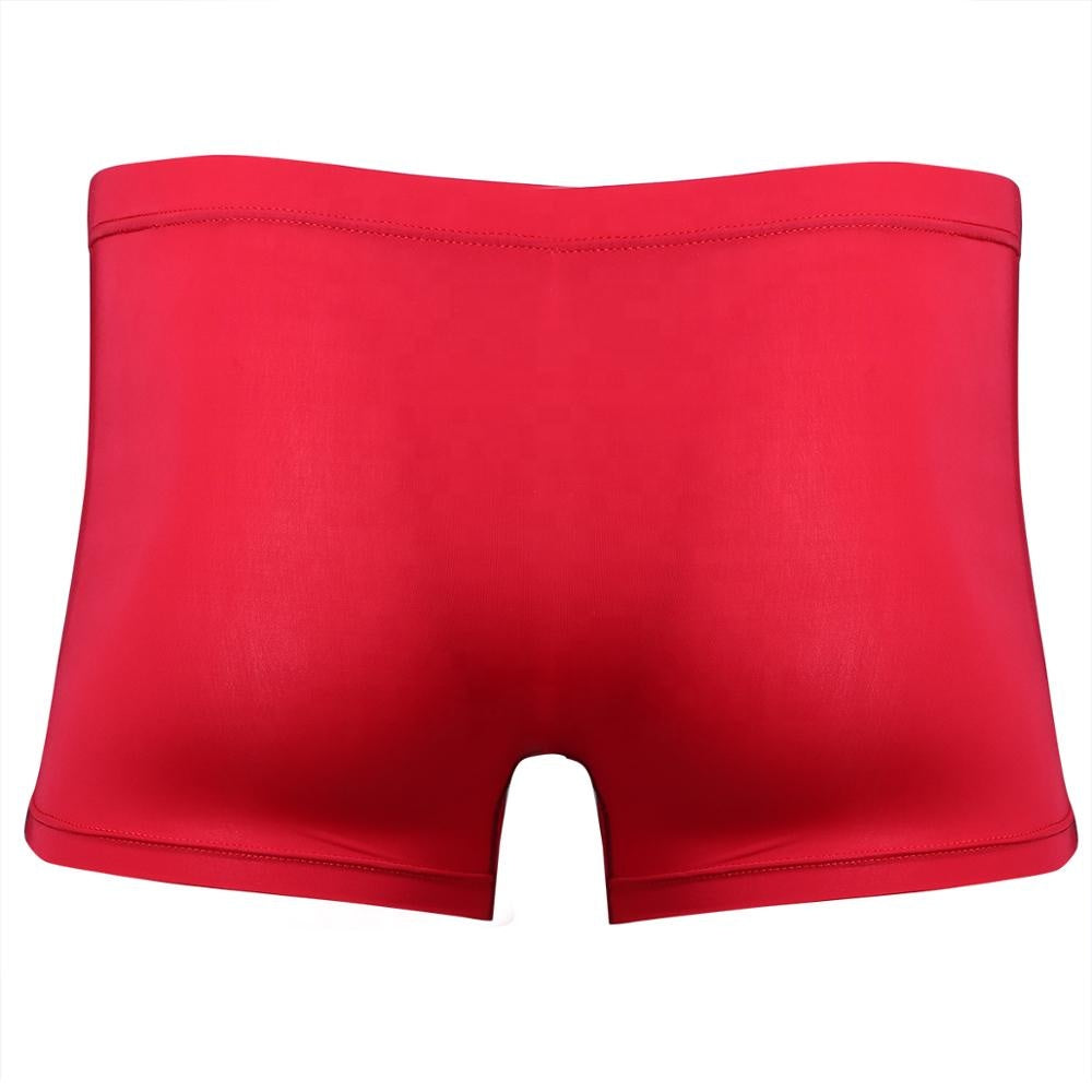 Mens Underwear Comfortable Sexy Silky Ice Silk Boxer Shorts Red