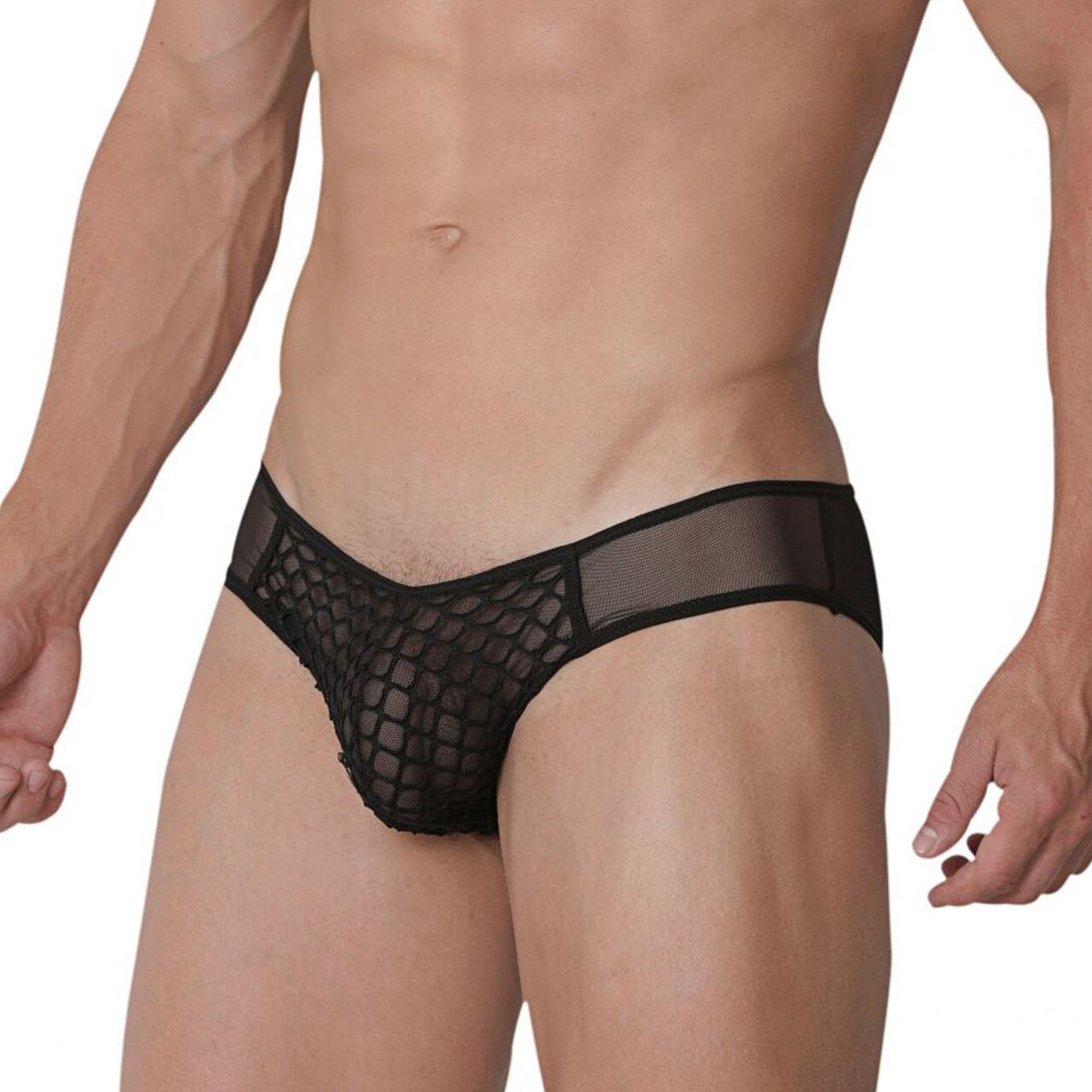 SALE - Mens Hidden Seduction Large Net & Mesh Bikini Brief Black