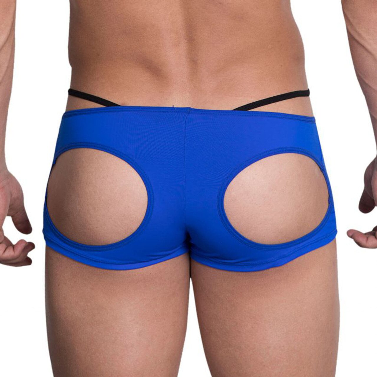 SALE - Mens Hidden Seduction Open Front & Back Hot Pants with G string Black and Blue