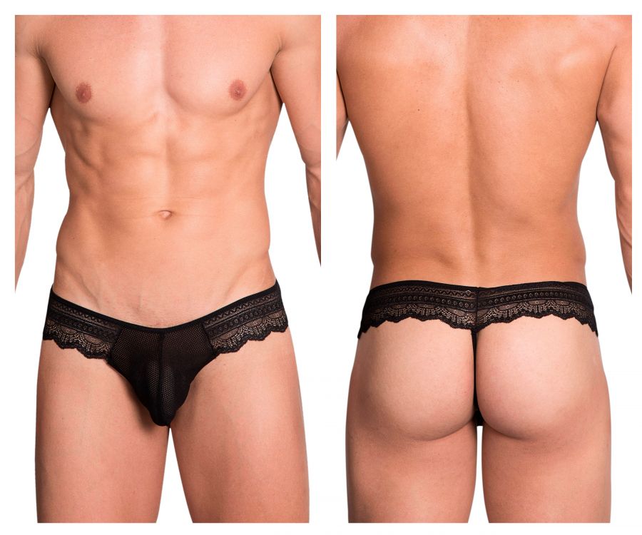 Hidden 973 Lace Thongs Black