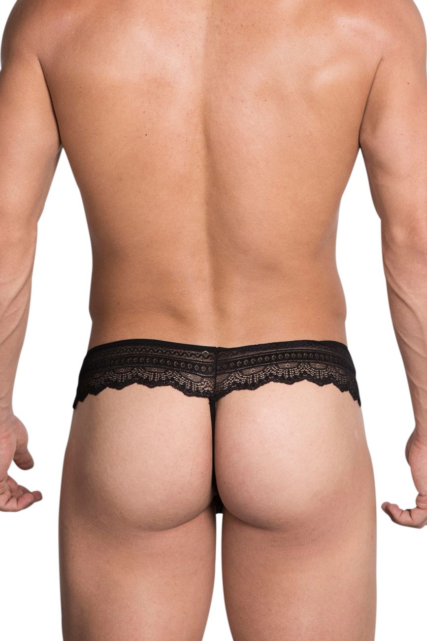 Hidden 973 Lace Thongs Black
