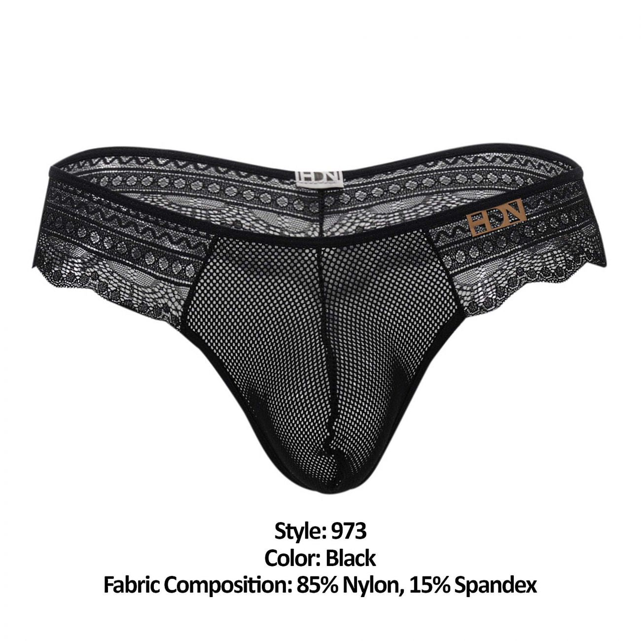 Hidden 973 Lace Thongs Black