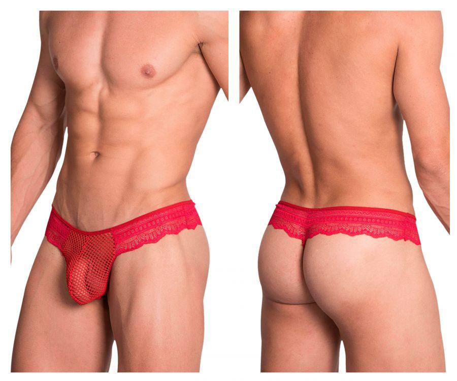 Hidden 973 Lace Thongs Red
