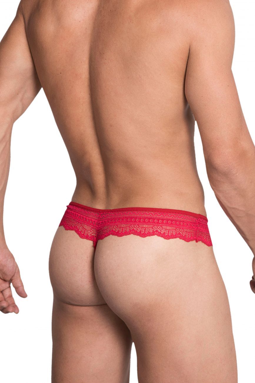 Hidden 973 Lace Thongs Red