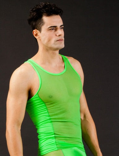 SALE - Mens Stretch Mesh Tank Top Green