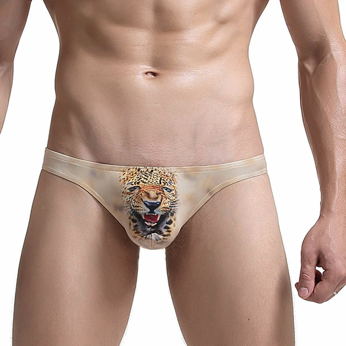 SALE - Mens Yellow Leopard Thong