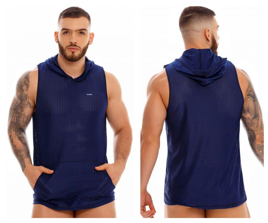 JOR 1360 Pocker Tank Top Hoodie Blue