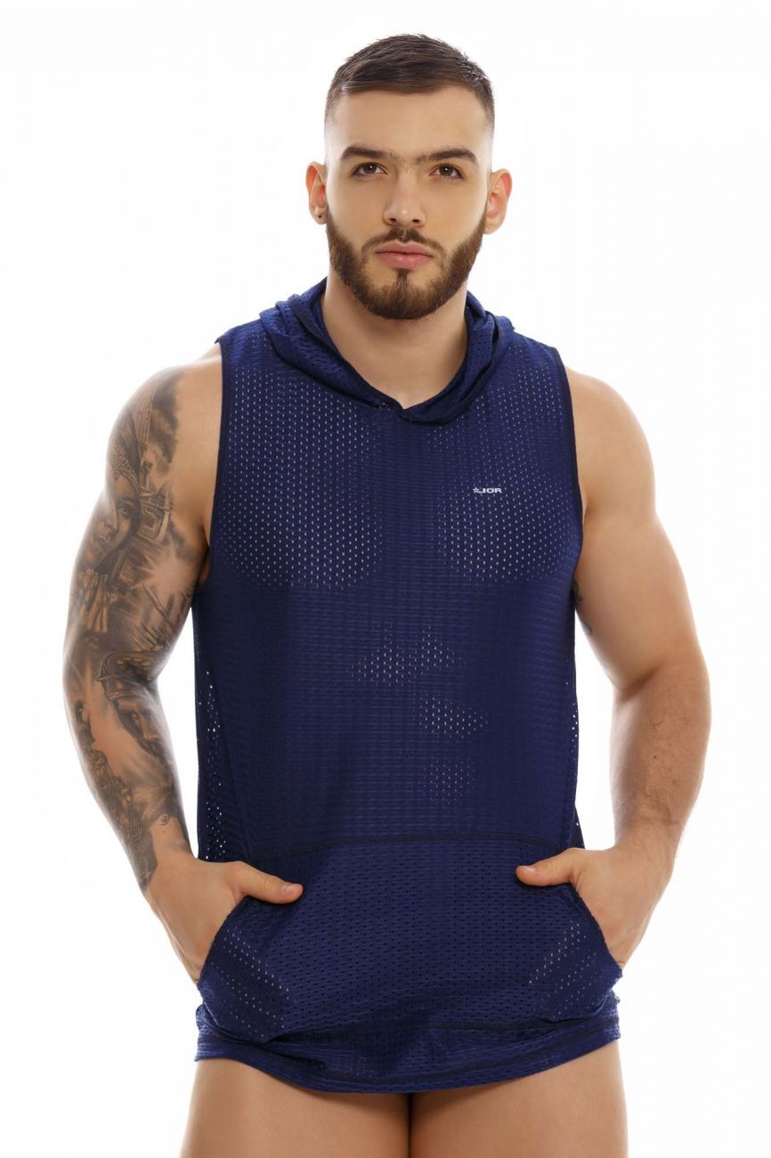 JOR 1360 Pocker Tank Top Hoodie Blue