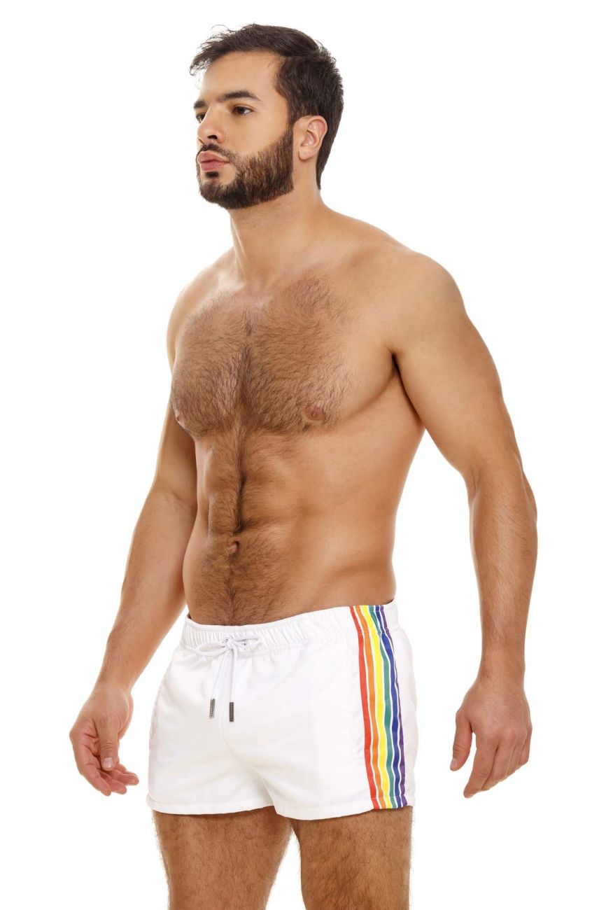 JOR 1806 Rainbow Swim Trunks White