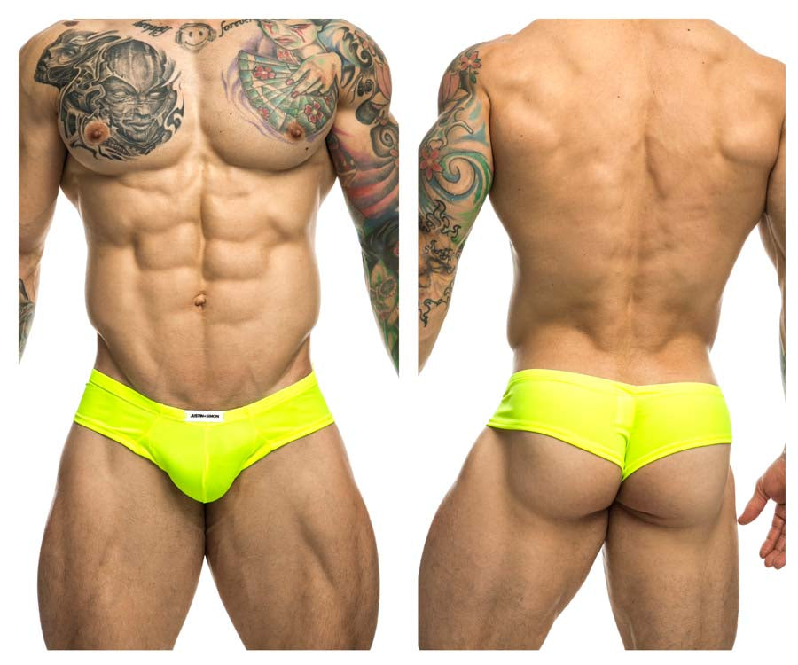 JUSTIN+SIMON XSJ22 Cheek Briefs Neon Green Plus Sizes