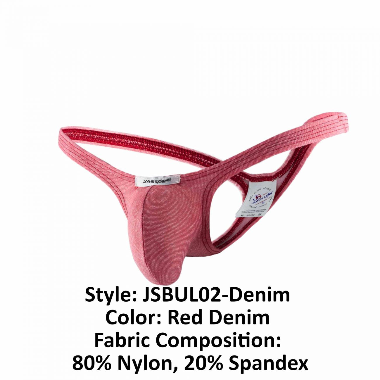 Joe Snyder JSBUL02-Denim Denim Bulge Tanga Red Denim