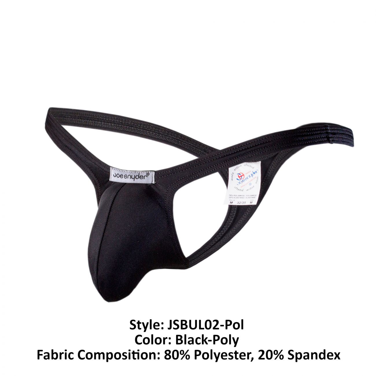Joe Snyder JSBUL02-Pol Polyester Bulge Tanga Black Poly