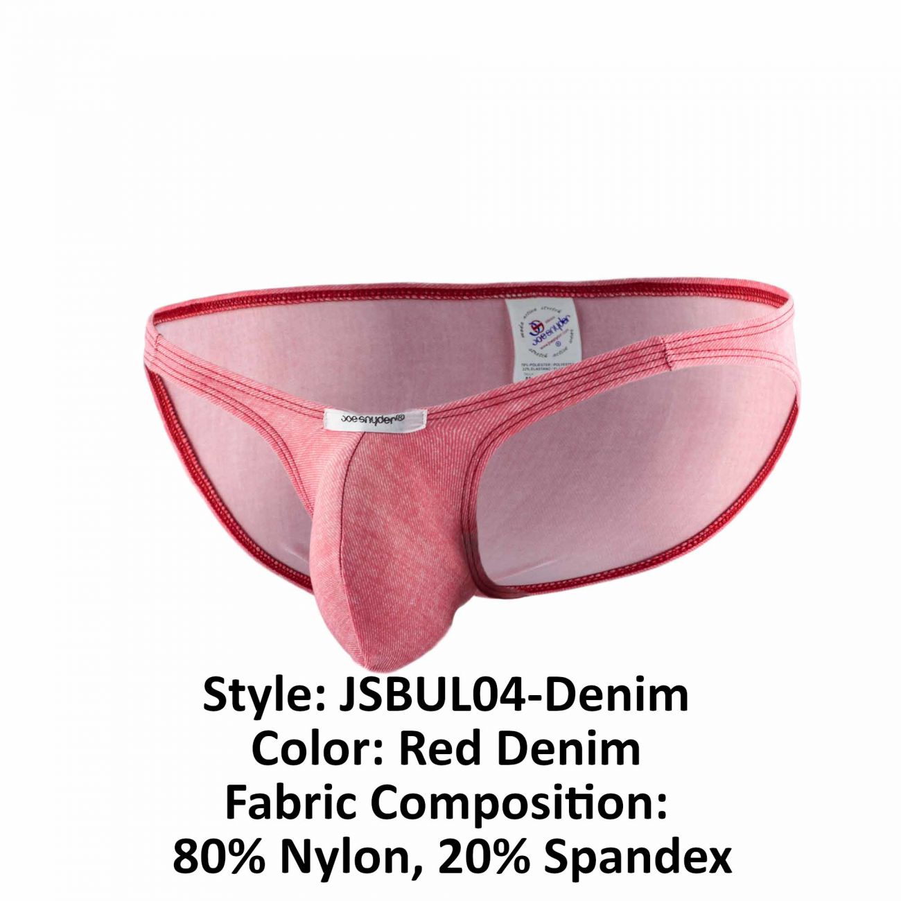 Joe Snyder JSBUL04-Denim Denim Bulge Full Bikini Red Denim