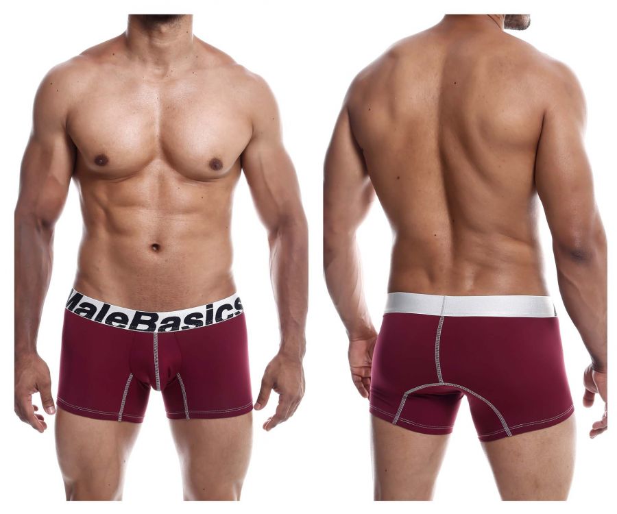 MaleBasics MBM01 Performance Boxer Briefs Burgundy
