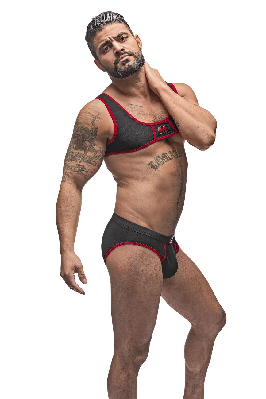Male Power 100-052 Cotton Spandex Mini Tank Bikini Set Black-Red