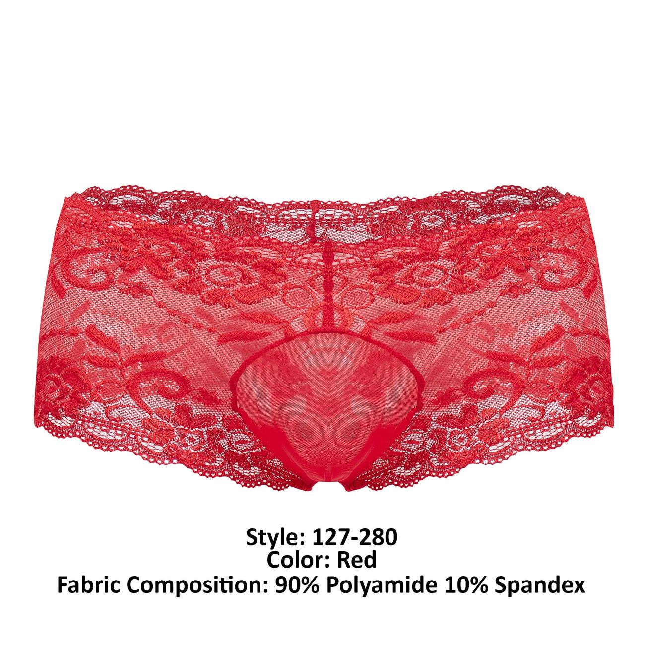 Male Power 127-280 Sassy Lace Mini Short Red