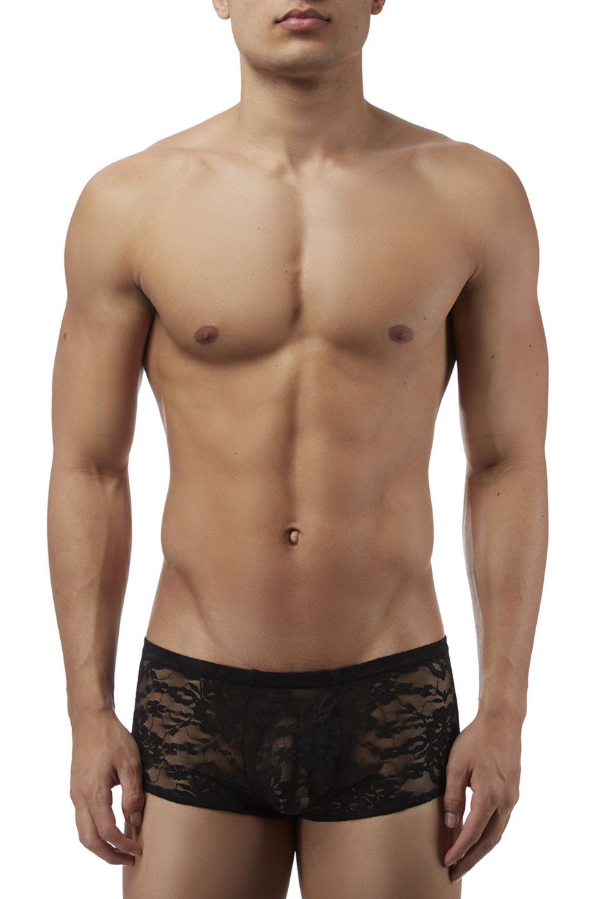 Male Power 145162 Stretch Lace Mini Short Boxer Briefs Black