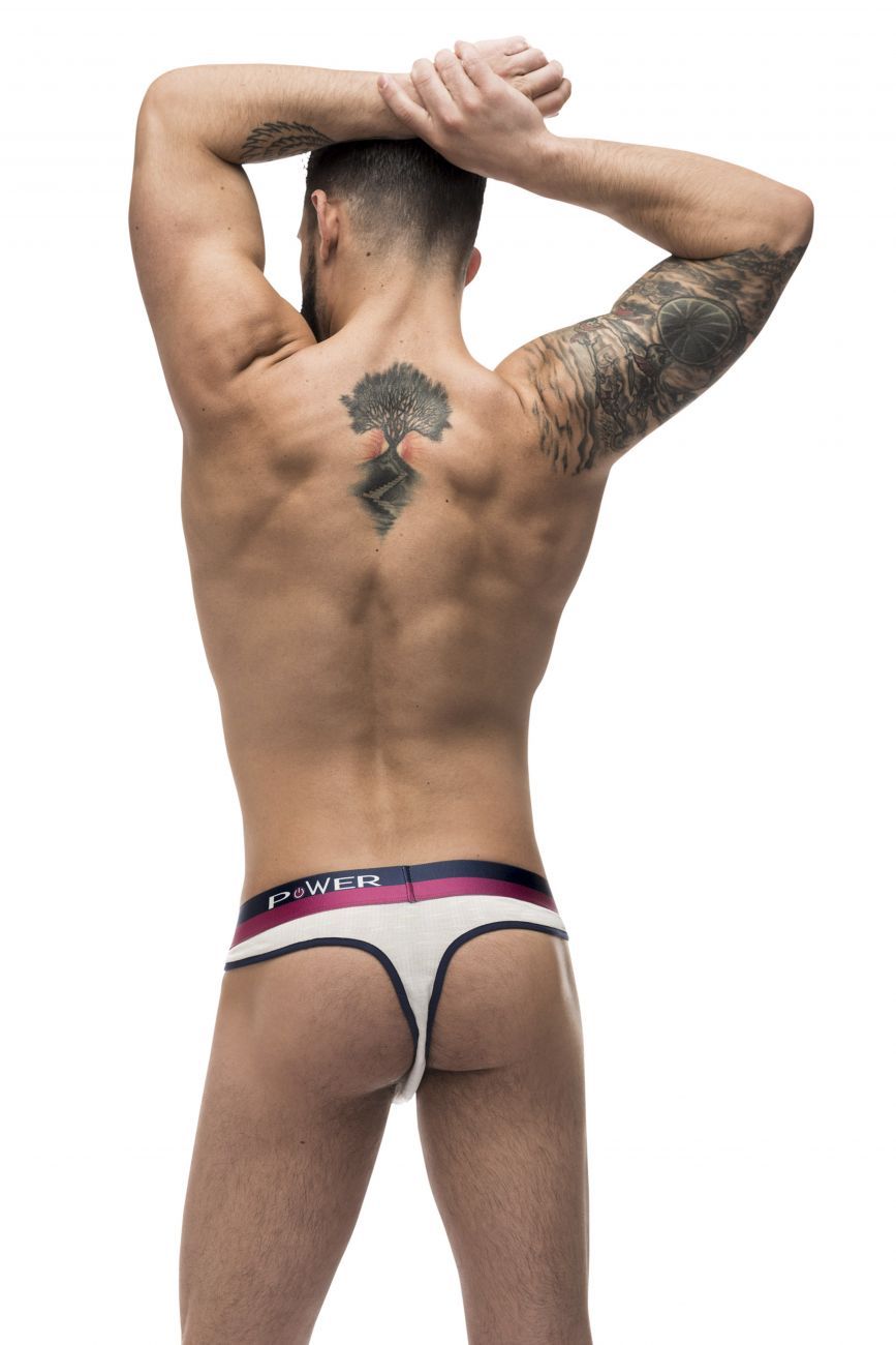 Male Power 237-246 French Terry Cutout Thongs Ivory