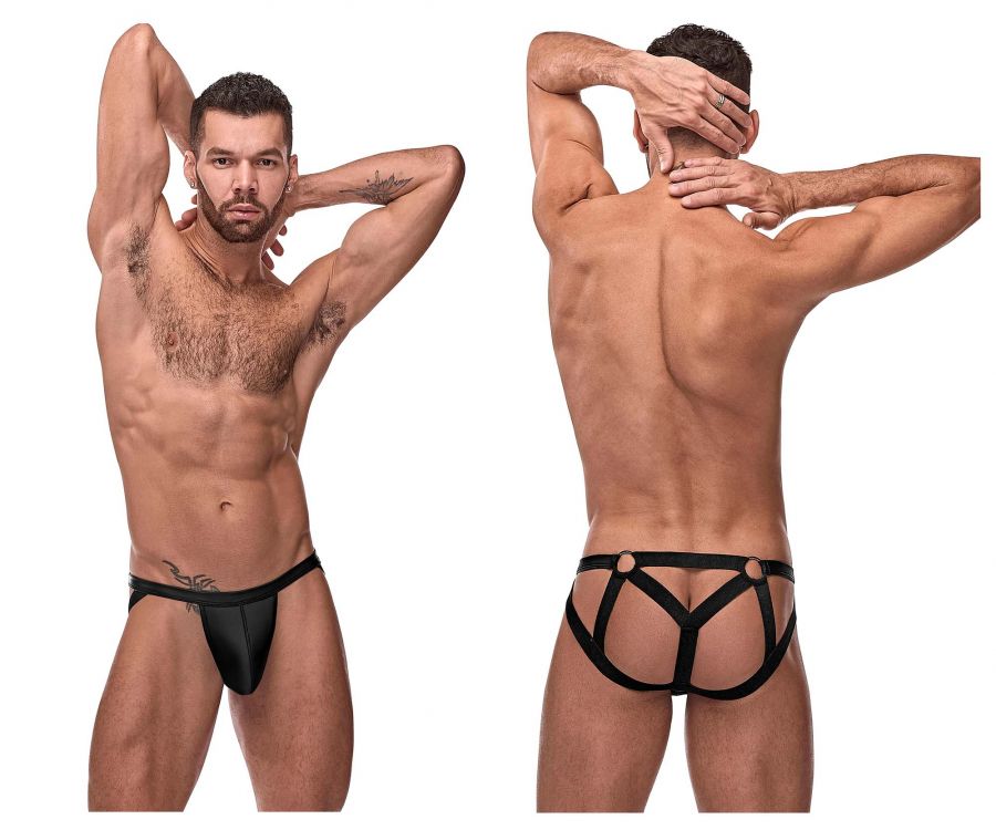 Male Power 352-261 Cage Matte Strappy Ring Jock Black