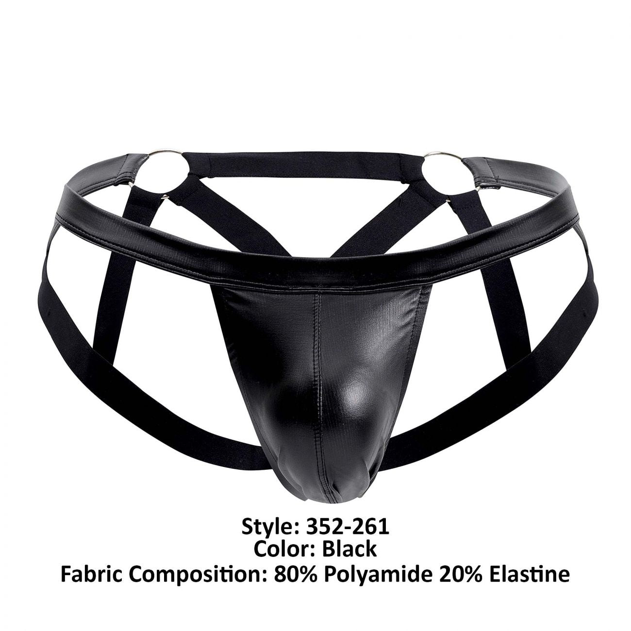 Male Power 352-261 Cage Matte Strappy Ring Jock Black