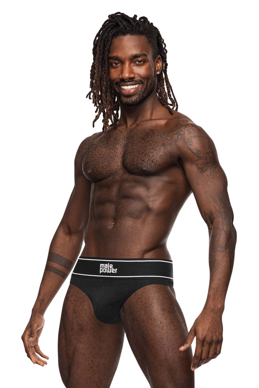 Male Power 442-275 Modal Rib Bong Thong Black